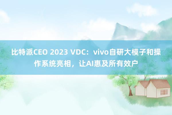 比特派CEO 2023 VDC：vivo自研大模子和操作系统亮相，让AI惠及所有效户