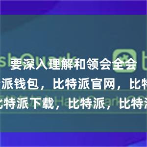 要深入理解和领会全会精神比特派钱包，比特派官网，比特派下载，比特派，比特派去中心化