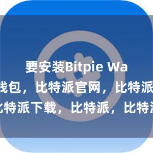 要安装Bitpie Wallet比特派钱包，比特派官网，比特派下载，比特派，比特派去中心化